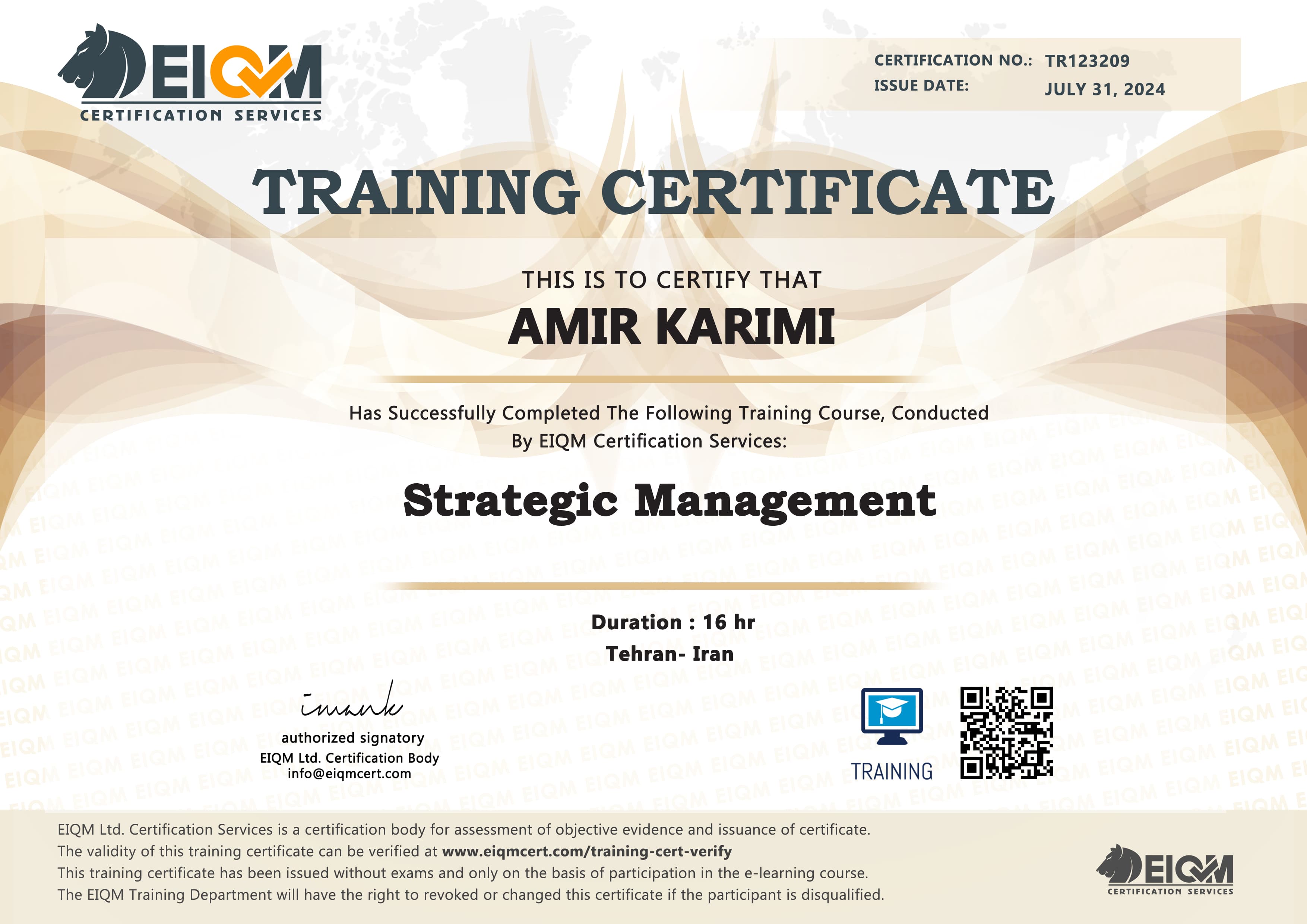 Training Certificate