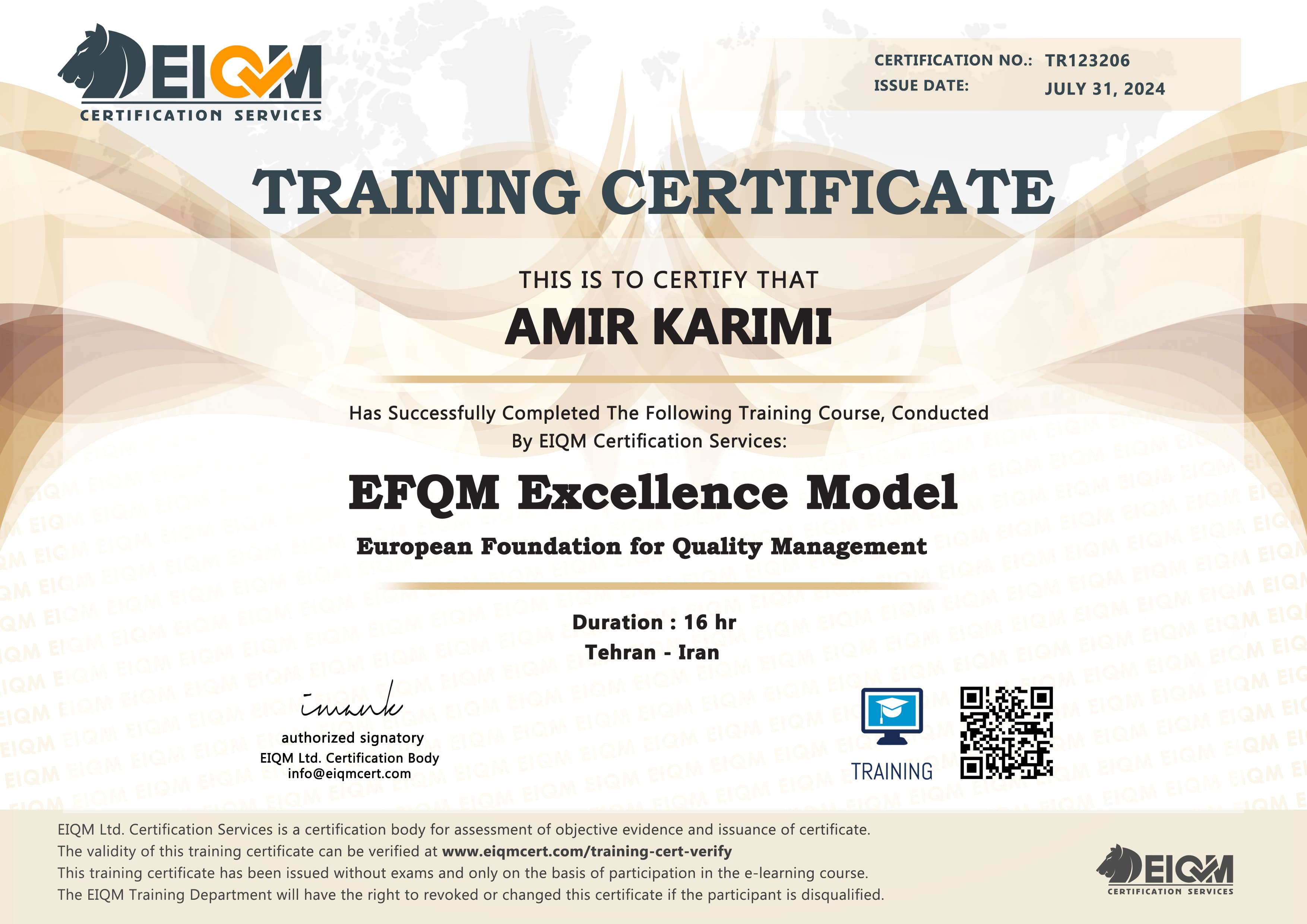 Training Certificate